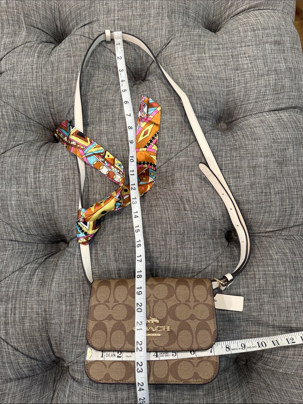 COACH Bag Mini Brynn Brown Cream Colorblock Signature Logo Leather Crossbody Bag - Picture 17 of 17
